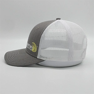 Wholesale Customized Embroidered Logo Trucker Cap,White Mesh Adjustable Hats,Blank Heather Grey Trucker Hat