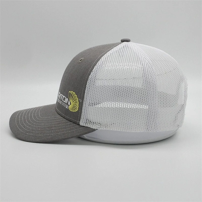 Wholesale Customized Embroidered Logo Trucker Cap,White Mesh Adjustable Hats,Blank Heather Grey Trucker Hat