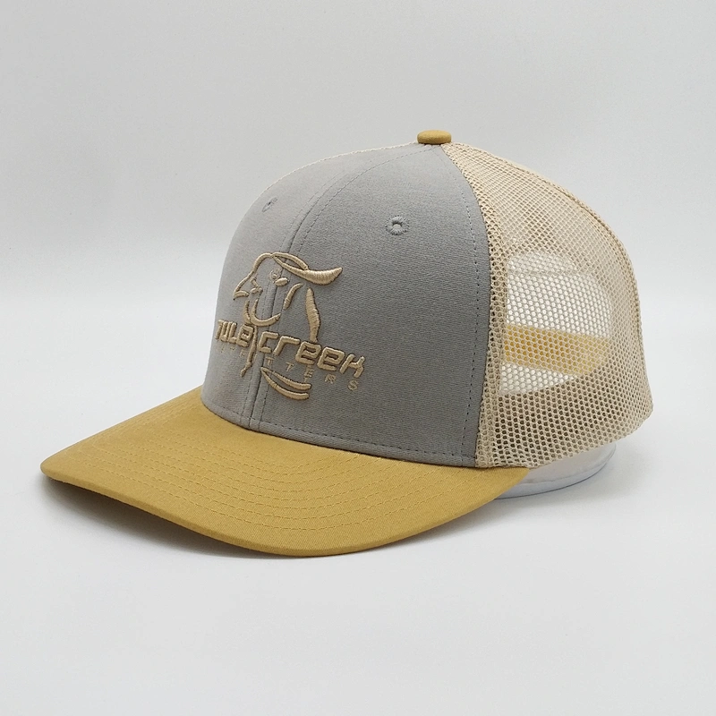Custom 6 Panel Blue Trucker Cap,High Quality 3D Embroidery Trucker Hats,White Mesh Dry Fit Hat