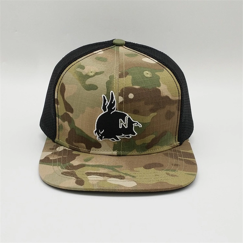 Custom 6 Panel Embroidered  Logo Plain Camo Trucker Caps, Mesh Trucker Hats, Adjustable Snapback Trucker Hats