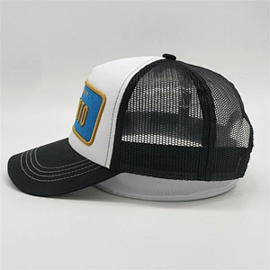 Wholesale Custom 5 Panel 3D Golden Embroidery Patch Foam Mesh fashion sports Trucker Caps Hat
