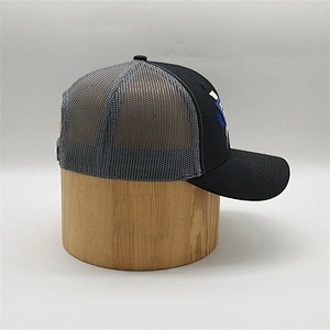 Custom 6 Panel Mesh Black Base ball Hat,Classic Embroidery Gray Mesh Trucker Hats,Adults Age Group Sport Trucker Cap