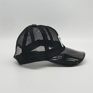 2019 Hot Sale Black PVC Transparent Visor 3D Patches Embroidery Custom Logo Full Mesh Summer Trucker Hat Caps