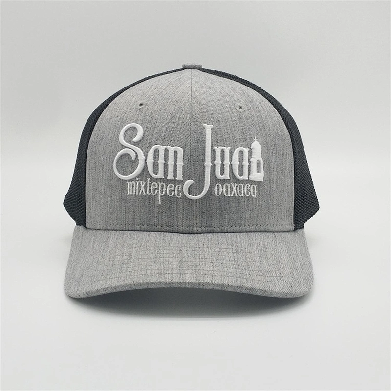 Special Design Adults Size Grey Two Tone 3D Patches Embroidery Trucker Hat Custom 6 Panel Mesh Snapback Sports Caps Hat