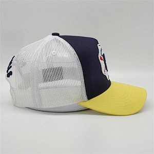 Customizable Applique Embroidered Patch Hats,Yellow Trucker Hat Snap Back,Structured Cap Contrast Stitching Trucker Cap