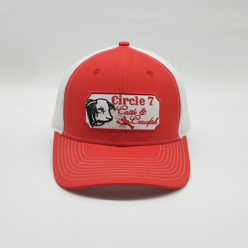 OEM Sublimation Red Trucker Cap,Customized Embroidery 6 Panel Patch Baseball Hat,Men Women Grateful Fitted Trucker Hat