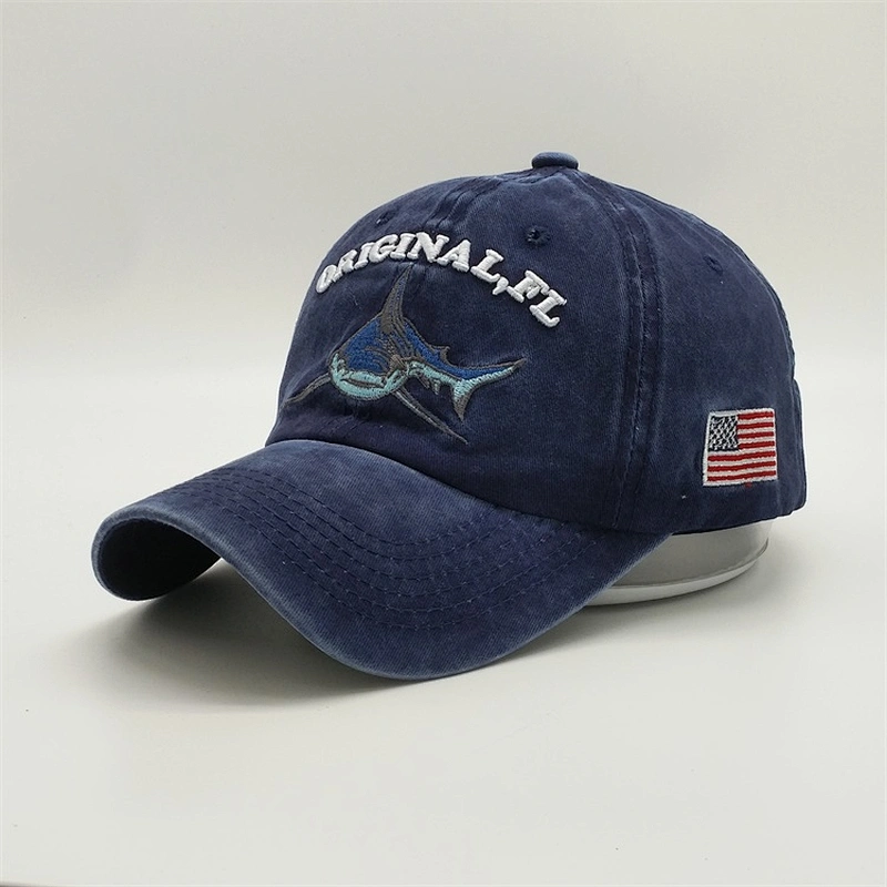 Wholesale Customized 5 Panel Distressed Washed Vintage Tiger Animal Patch Mesh Hat Trucker Cap With Double Snap Closure