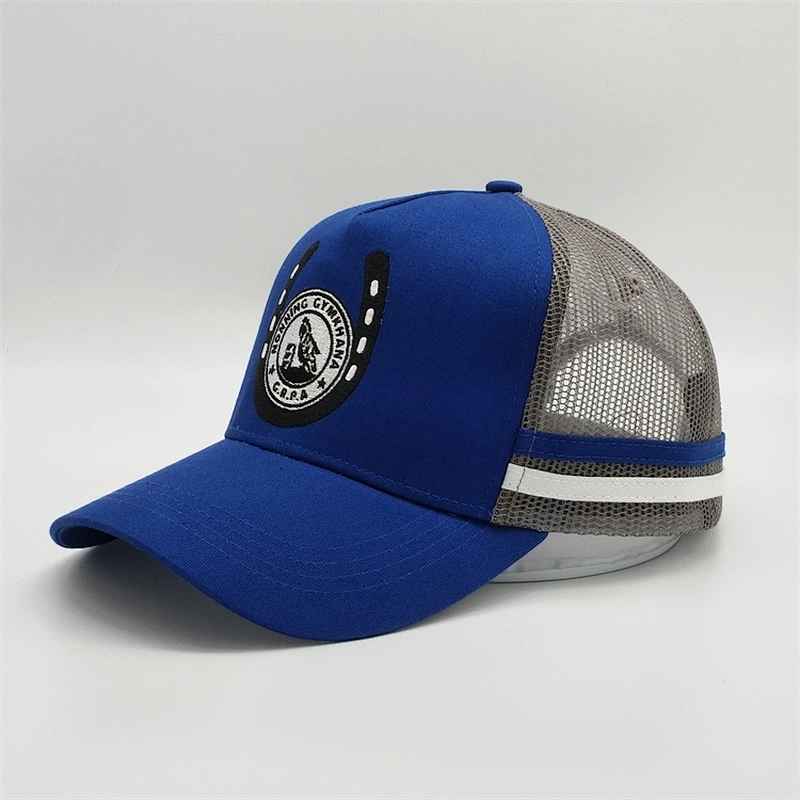 Oem Custom Man 5 Panel Embroidered Trucker Snapback Cap Hat With Stripe