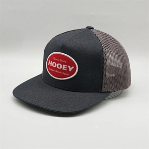 Outdoor Unisex 5 Panel Dark Gray Snap Back Hat,Custom Embroidery Flat Brim Visor Trucker Cap,Newest Fitted Mesh Snapback Hat Cap