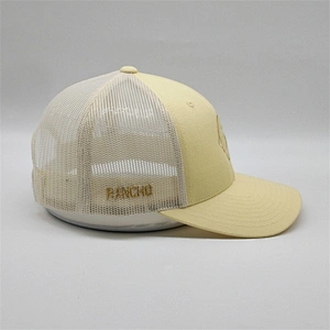Custom Top Quality Gold Embroidery Trucker Hat,Yellow Mesh Back Trucker Cap,6 Panel Yellow Truck Hat For Sale