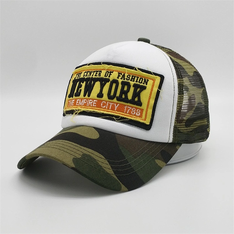 Well Designed Foam 5 Panel Mesh Sponge Embroidery Patch Distressed Worn Out Monogrammed Camo Cap Trucker Hat Cap