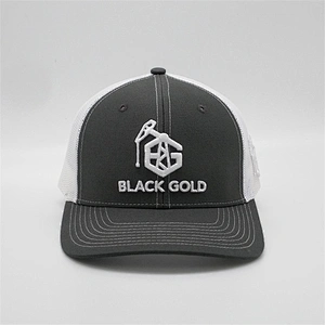 Custom 3D embroidered BLACK GOLD trucker cap,six panel low profile mesh plastic snapback ,black men sports trucker hats