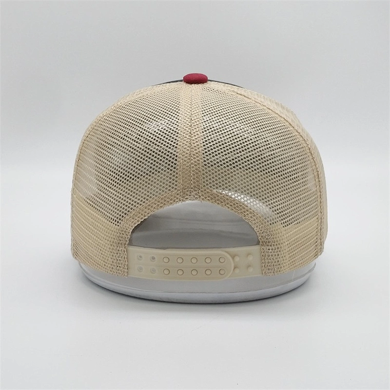 Customized 5 Panel Dog Embroidered Animal Patch Worn Out Mesh Distressed Brim Hats Trucker Cap With Double Snap Back