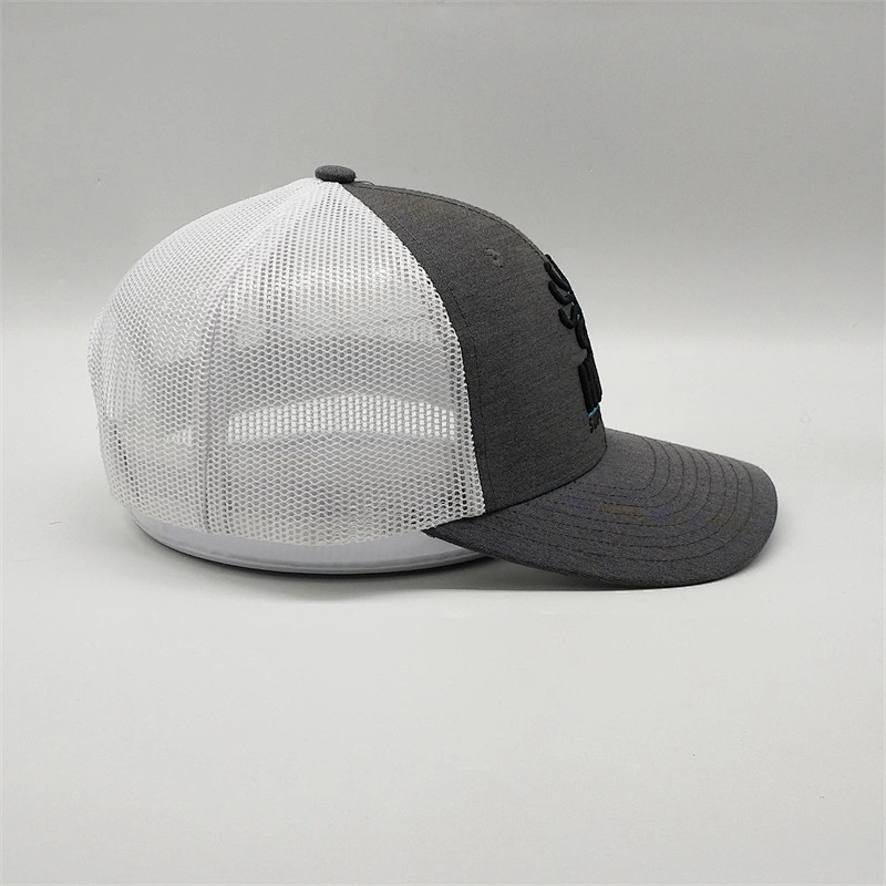 Fashion Creative Flex Fitted Trucker Hats,Make Your Own Custom Embroidered Logo Curved Trucker Caps,6 Panel Dark Gray Mesh Hat