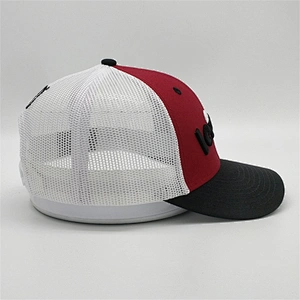 Newest Men Women Truck Hats,Plastic Snap Back White Mesh Hats,OEM 3D Raised Stitching Black Trucker Caps