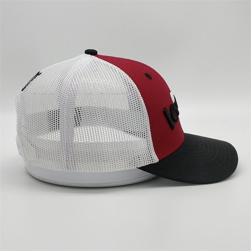 Newest Men Women Truck Hats,Plastic Snap Back White Mesh Hats,OEM 3D Raised Stitching Black Trucker Caps