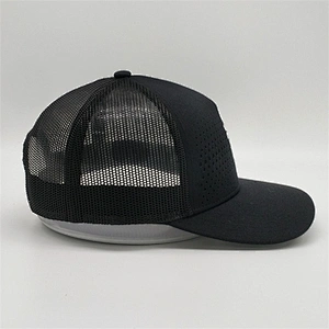 OEM Printing Tape Trucker Caps,Designed Flat Stitching Mesh Caps,5 Panels Hole Black Trucker Hats