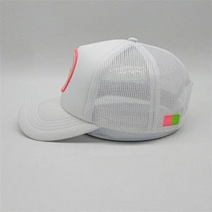 Custom Foam 5 Panel Trucker Hat Multi Color,3d Embroidery Design White Mesh Trucker Cap,Nylon Embroidery Patch Cap