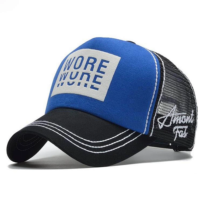 Fashion 5 panel blue mesh casquette homme trucker hat  baseball Hip Hop trucker caps