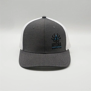 Wholesale Cheap Dry Fit Running Sport Trucker Hats,Plastic Snap Back Trucker Caps ,Gray Embroidery Custom Curve Bill Mesh Hats