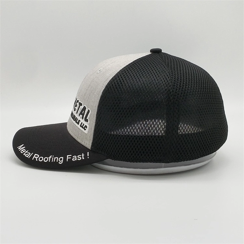 Personalized High Quality Soft Mesh Sandwich 6 Panel Two Tone Embroidery Patch Flex Fit Baseball Trucker Cap Hat Custom Logo