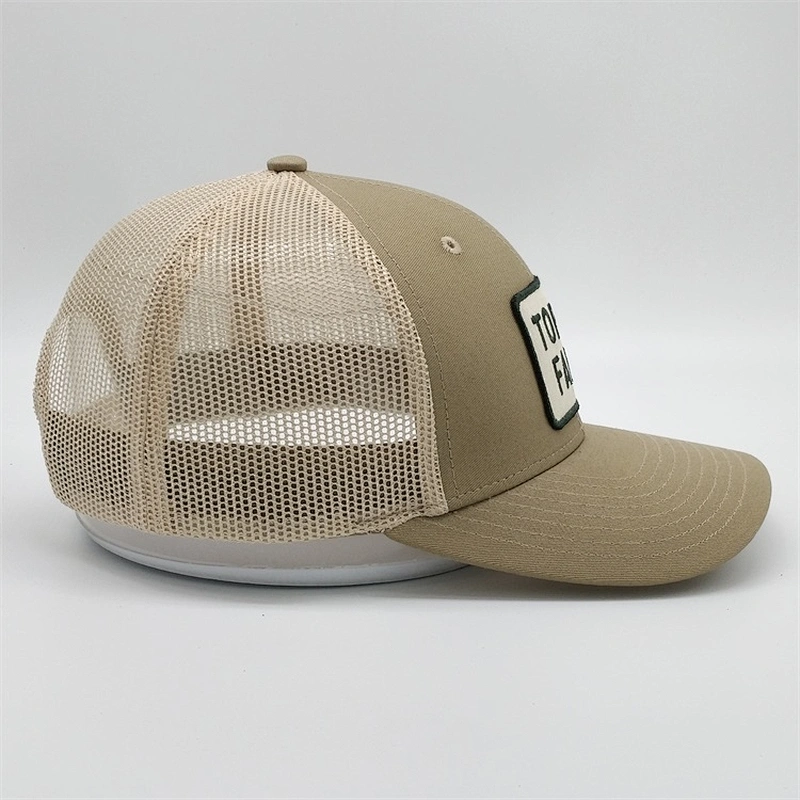 Factory Price Beige Trucker Hats,Custom Your Own Brands Truck Caps, Cotton Fabric Patch Embroidery Trucker Caps