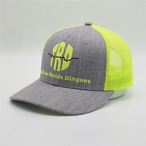 2019 Wholesale New Custom 6 Panel Embroidery Heather Grey Blank Snapback Trucker Hat Mesh Caps