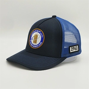 Blue Plain Custom 5panel Logo 3d Embroidery Patch Snapback Caps Navy Screen Print Trucker Hat With Patch