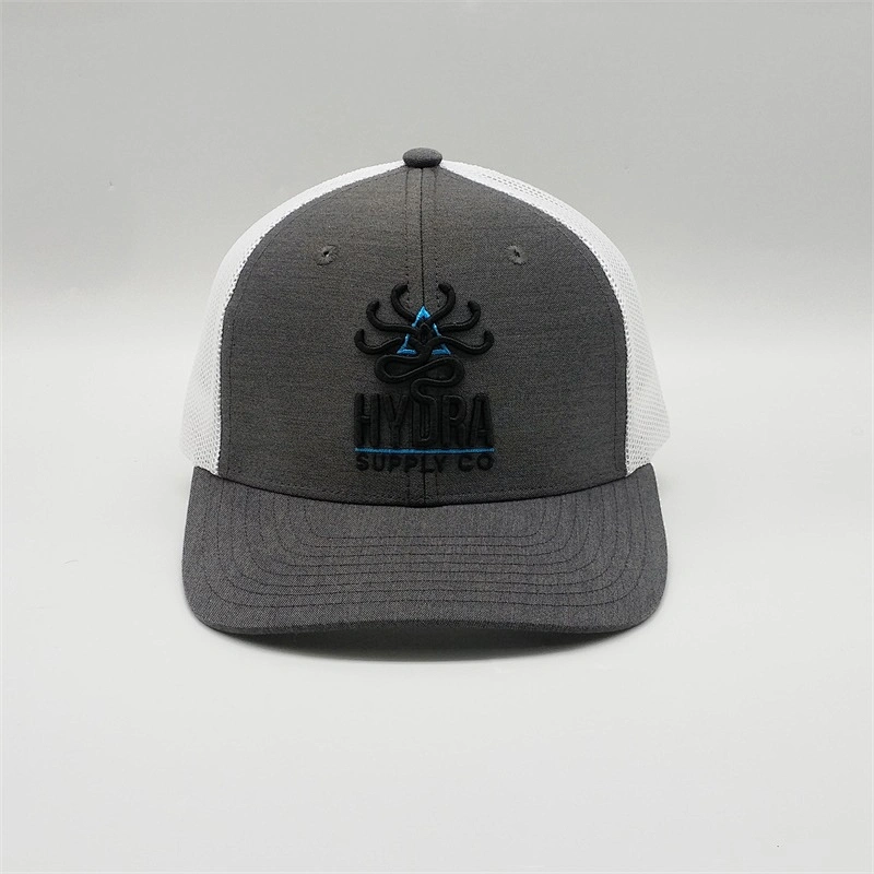 Fashion Creative Flex Fitted Trucker Hats,Make Your Own Custom Embroidered Logo Curved Trucker Caps,6 Panel Dark Gray Mesh Hat