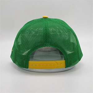 Custom 6 Panel 3d Puff Embroidery Snapback Hat,Adjustable Mesh Yellow Baseball Cap,Green Underbrim Two Tone Golf Trucker Hat