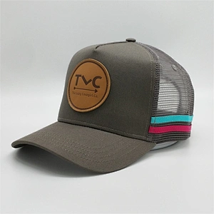 Wholesale Fancy Customised Snapback Plain Baseball Mesh Hats Trucker Caps With Leather Patch