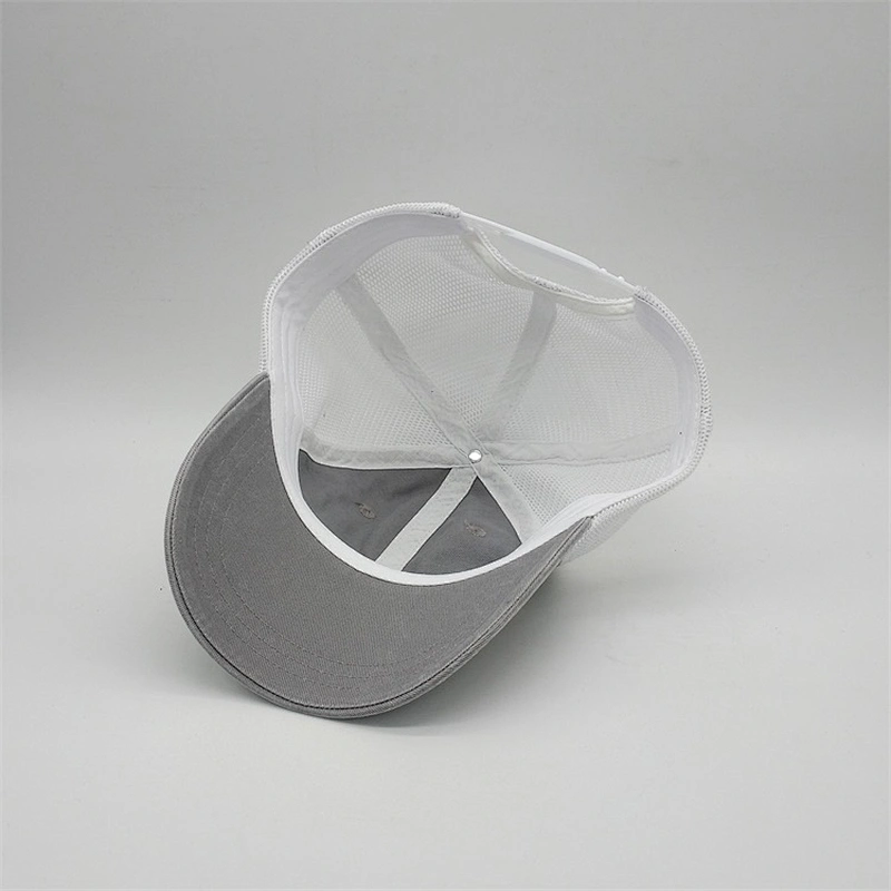 Custom Cheap Plain Worn-Out 6 Panel Curved Brim Snap Back Mesh Trucker Cap Baseball Hat