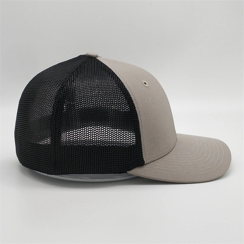China Custom Structure 6 Panel Blank Baseball Cap,Blank High Quality Black Mesh Grey Trucker Hat,Low Crown Flex Fit Trucker Cap