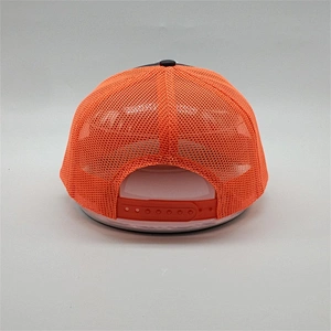 Personalized Custom Mens 6 Panel Embroidery Neon Orange Snapback Caps Mesh Trucker Hat For Sale