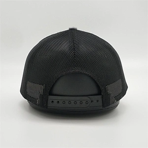 Custom Genuine Leather Patch Trucker Hats,Plastic Snap Gray Six Panel Truck Hat,Top Quality Classic Trucker Caps