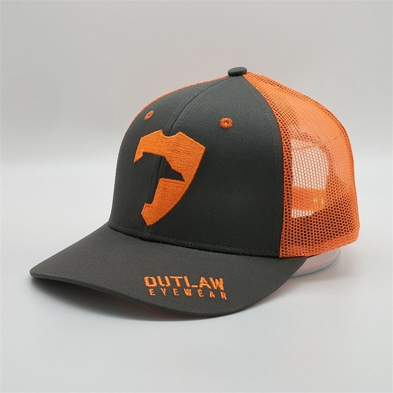 Summer Custom Neon Mesh Baseball Caps,Men Low Crown Profile Trucker Hat,Breathable Orange Grey Trucker Hats
