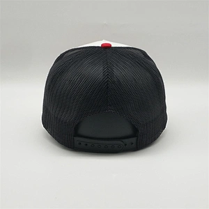 Plain Red White Color Black Mesh Trucker Hat,Custom Applique Embroidery Logo Trucker Cap,Men Slight Curved Brim Sport Hats