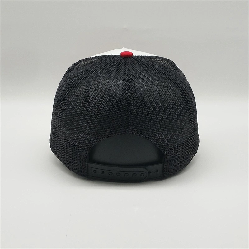 Plain Red White Color Black Mesh Trucker Hat,Custom Applique Embroidery Logo Trucker Cap,Men Slight Curved Brim Sport Hats