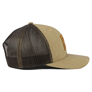 Cheap Classic Customize 6 Panel Leather Patch Trucker Cap,Polyester Mesh Trucker Hats,Khaki Embossing Patch Hat