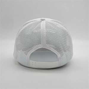 High Quality Custom White Clear Plastic Buckle 5 Panels  Foam Party Mesh Trucker Hats Curve Bill Golden Logo Sports Caps