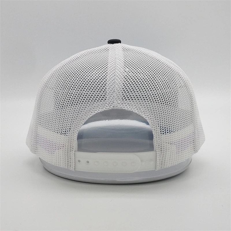 Wholesale Customized Adjustable Fashion Blue Curved Brim Snapback White Mesh Cap 3D Embroidery Trucker Baseball Hats