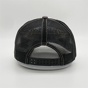 Wholesale Customized 5 Panel Distressed Washed Vintage Tiger Animal Patch Mesh Hat Trucker Cap With Double Snap Closure