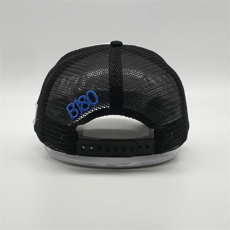 2020 White Black Trucker  blue Cap,Truck Hat 5 Panel Design Gold Embroidery,Little Curve brim Foam Sun Cap