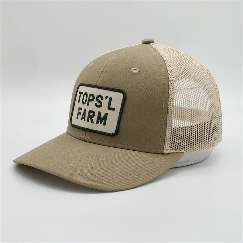 Factory Price Beige Trucker Hats,Custom Your Own Brands Truck Caps, Cotton Fabric Patch Embroidery Trucker Caps