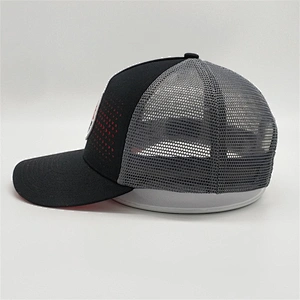 Factory Price Customized Woven Patch Caps,Men Drak Gray Summer Trucker Hats,Black 5 Panels Trucker Caps