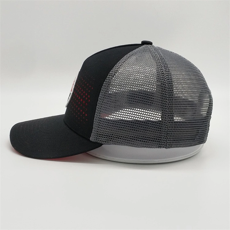 Factory Price Customized Woven Patch Caps,Men Drak Gray Summer Trucker Hats,Black 5 Panels Trucker Caps