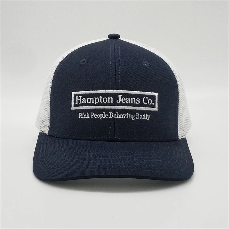 Unisex Customized Embroidered Truck Hat,Breathable 6 Panel Trucker Hat,Mesh Navy Blue High Quality Trucker Cap