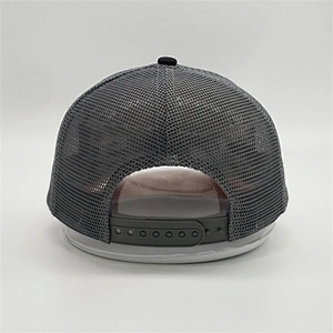 Factory Price Customized Woven Patch Caps,Men Drak Gray Summer Trucker Hats,Black 5 Panels Trucker Caps