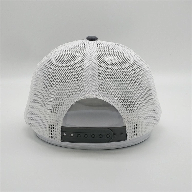 Customised Adult 6 Panel Grey Trucker Caps,Own Logo Snap Back Mesh Baseball Caps,Low Profile Woven Patch Mesh Trucker Hat
