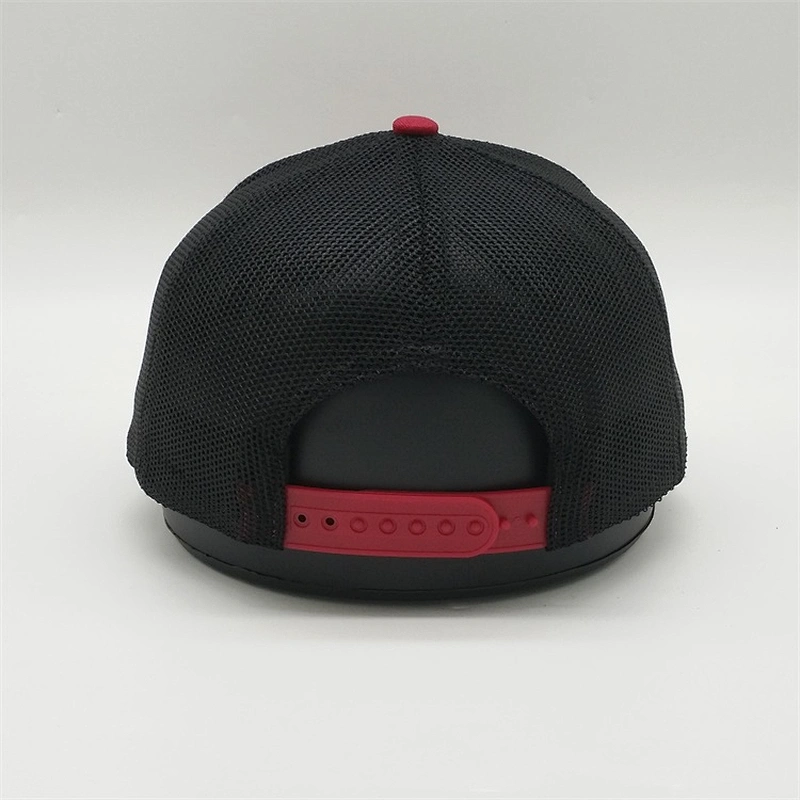 Premium 6 Panel Red Brim Trucker Hats With Custom Logo Mesh Cap